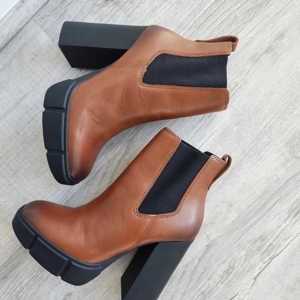 Steve Madden Revised Cognac Platform Leather Boot… - image 8